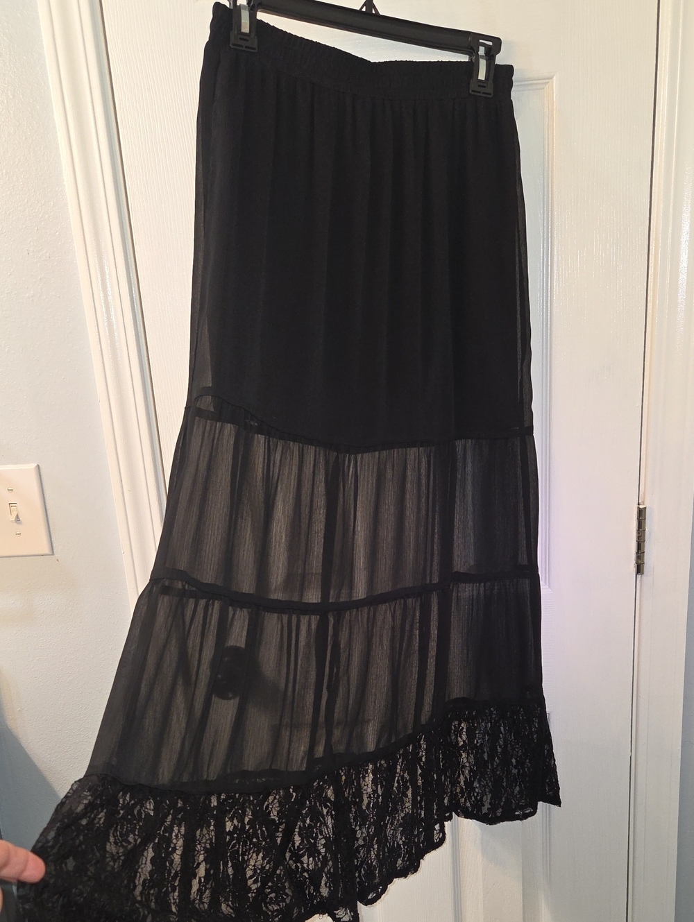 Xhilaration Black Lace Tiered Maxi Skirt
